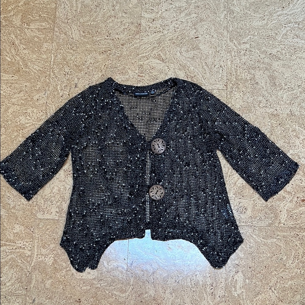 Nina Leonard coconut button up cardigan sweater 3/4 length sleeves size M